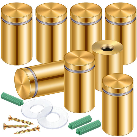 Ferraycle 8 Sets Standoff Screws Stainless Steel Advertising Standoff Mount Metal Hardware Sign Mounting Hardware for Hanging Acrylic Picture Frame(0.75 x 1.57 Inch)