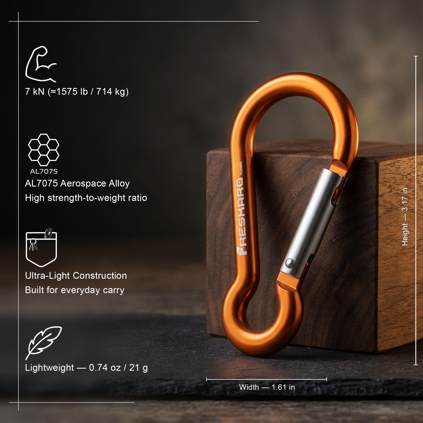 FresKaro Carabiner Clip, Heavy Duty Carabiners, Spring Snap Wire Gate Carbineers, Key and Keychain Karabiner 3inch, Strong Aluminum Caribiniers Hook, Fitness Accessories, Gourd Clips, 3Pack
