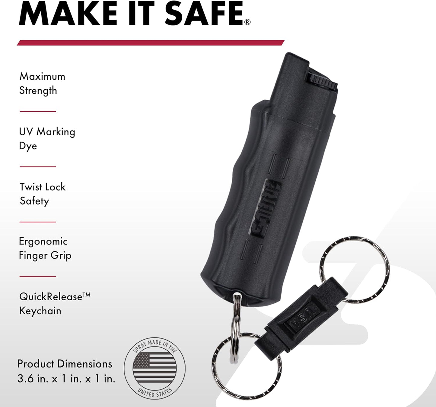 SABRE Runner Pepper Gel - Police Strength OC Spray with 360° Reflective Hand Strap, 0.67 fl oz, 13 Seconds Spray Time