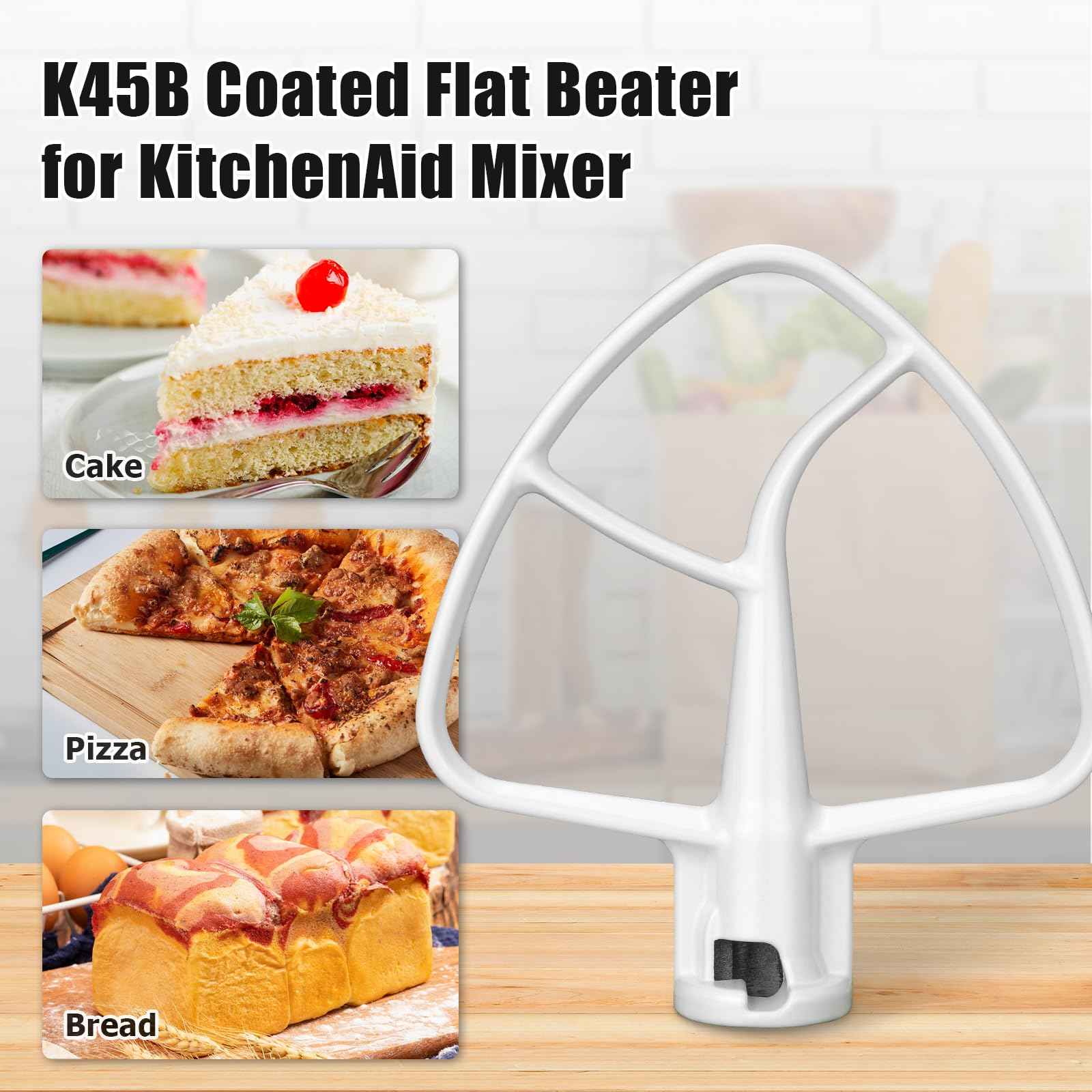 K45B Coated Flat Beater for KitchenAid 4.5-5 Qt Mixer Paddle Attachment Flat Beater Fits Stand Mixer Bowls For KitchenAid 4.5-5 Quart Bowls, Kitchenaid Paddle Attachment