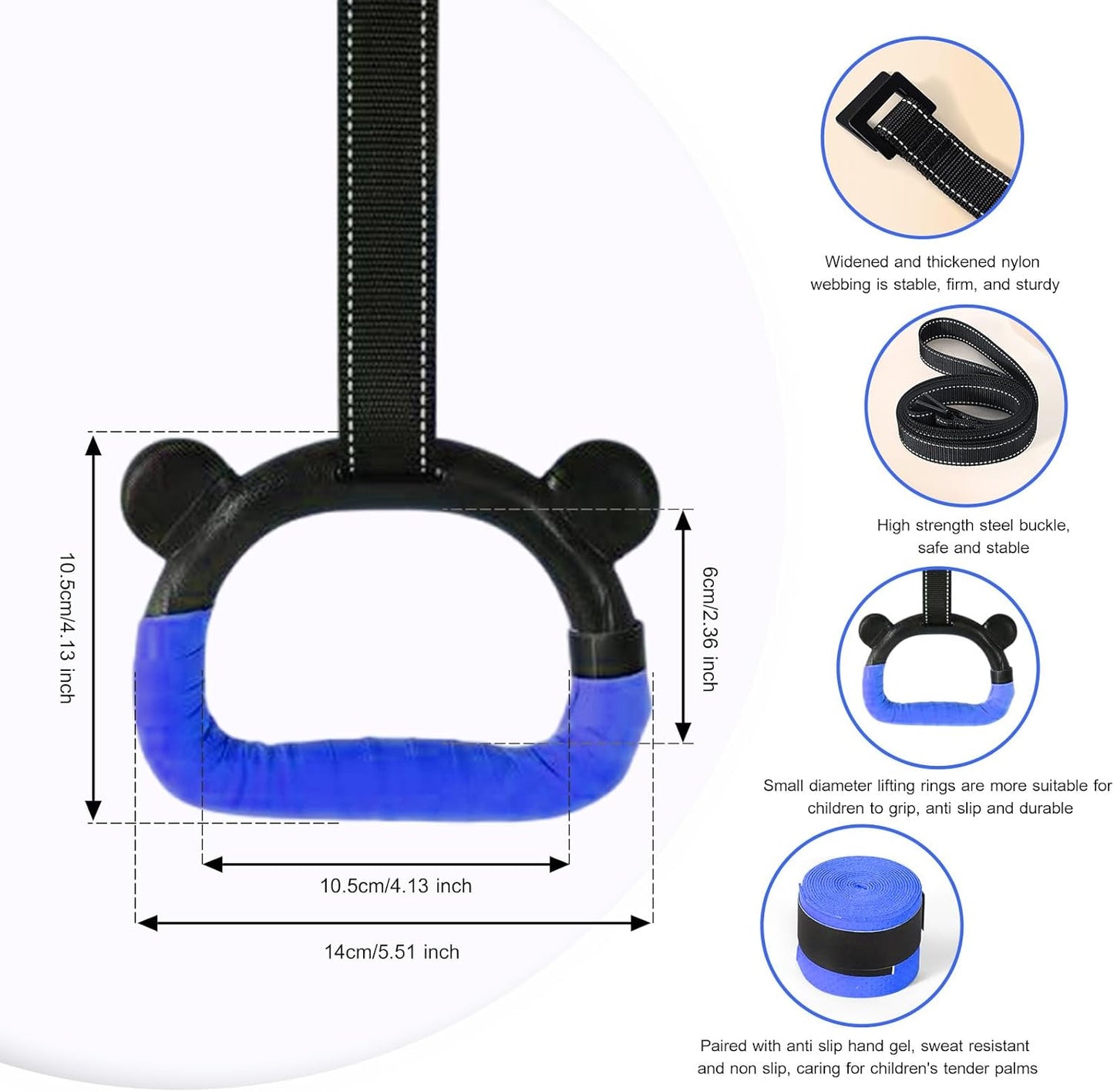 Skiennix Kids Gymnastics Rings - Adjustable Strap Strength Training for Home Fitness | Durable & Safe