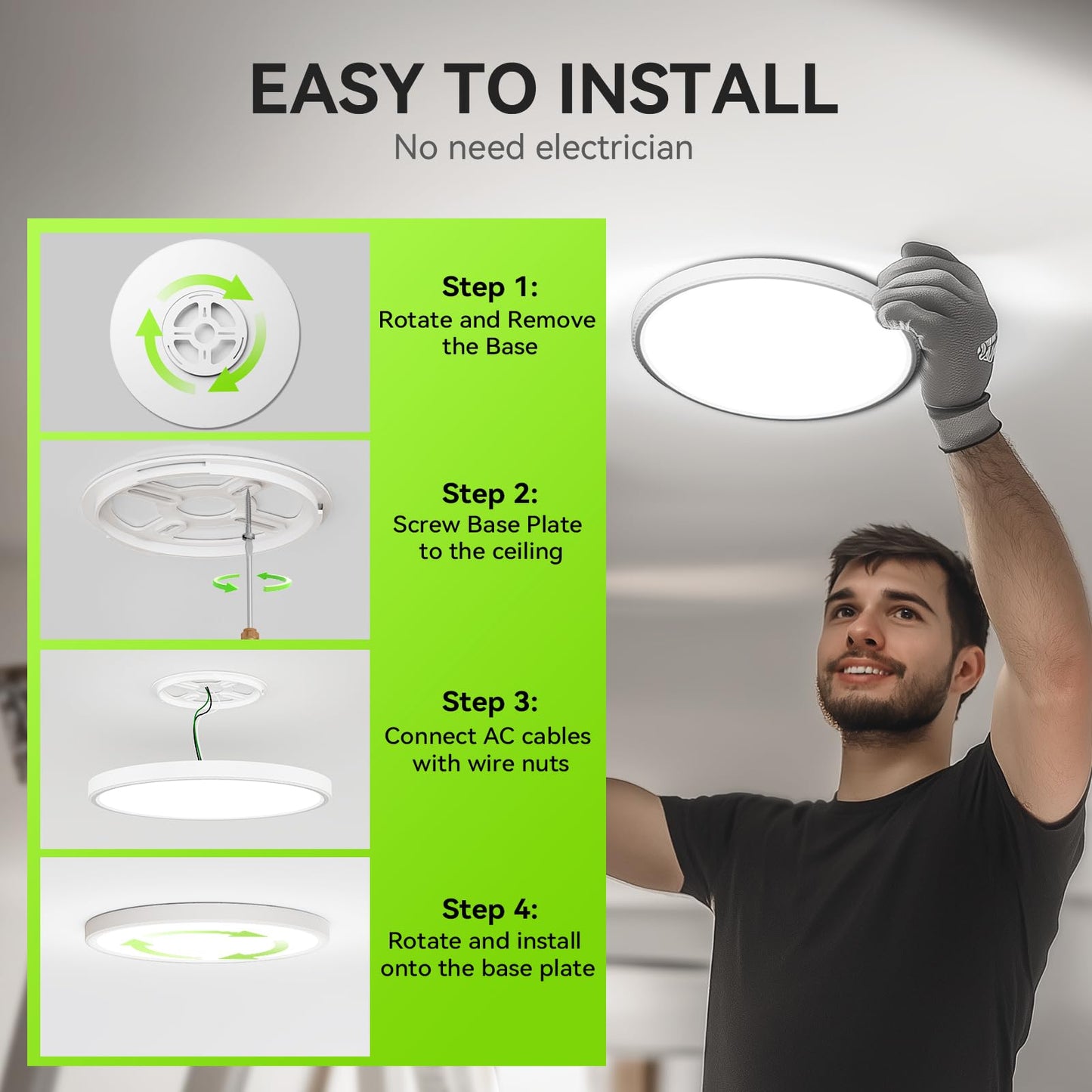 MODERN 28W 3200lm LED Flush Mount Ceiling Light, Super Slim 12 inch LED Ceiling Light, 5000K Daylight LED Ceiling Light for Bedroom, Living Room, Dining Room,Garage and Office… (5000K-8 Pack(White))