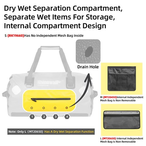 Rhinowalk Waterproof Duffle Dry Bag 20L Bike Bag Motorcycle Tail Bag Motor Travel Luggage for Camping, Boating, Cycling, Motorcycle-Orange