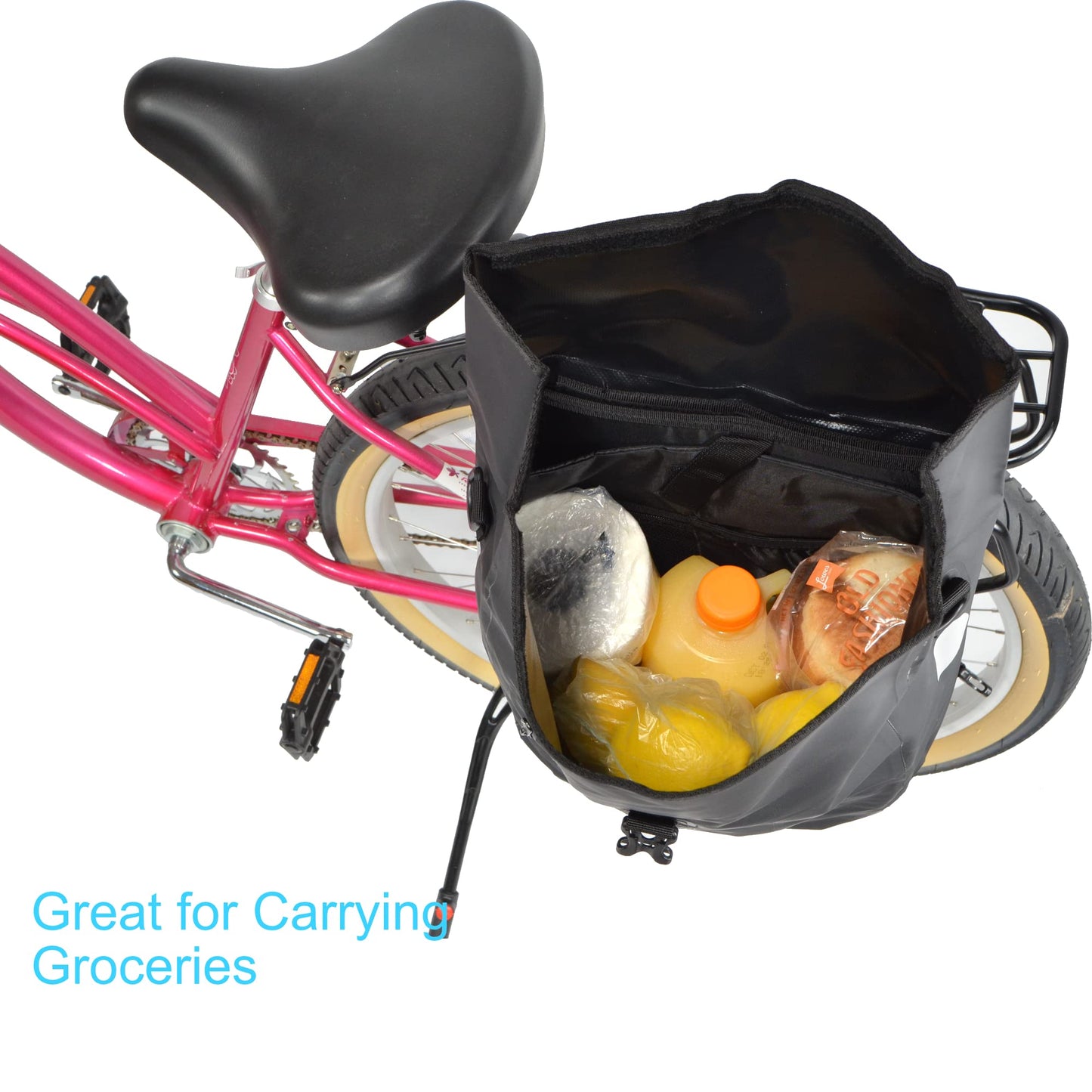 Lumintrail Bike Pannier Bag and Backpack Waterproof Rear Bicycle Bag, Fits E-Bike (25 L), Safety Reflective Spots, Backpack Straps