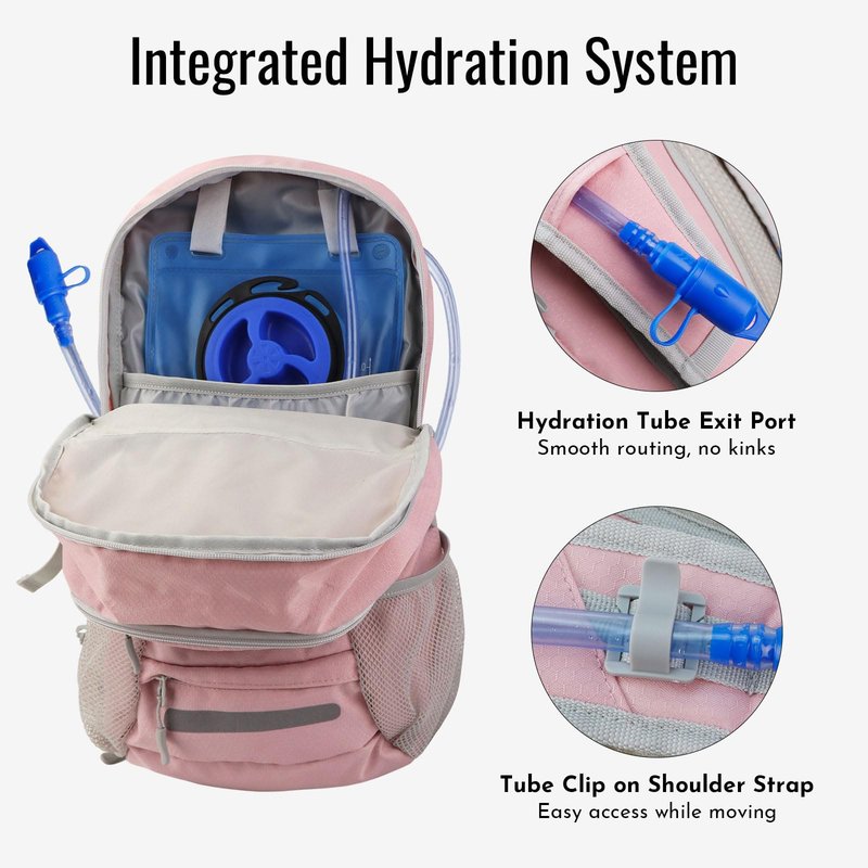 Zavothy 20L Hiking Backpack Daypack, Lightweight Hydration Pack with Free 3L Water Bladder, Rain Cover & Helmet Holder for Men & Women, Outdoor Climbing Cycling Backpack Pink