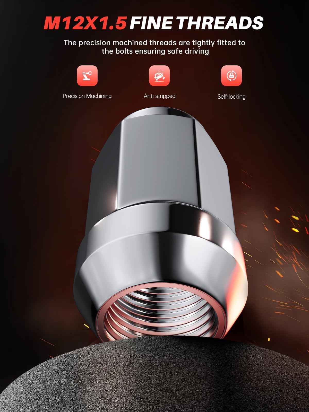 Sposuit M12x1.5 Lug Nuts - Replacement for 2006-2017 Jeep Compass, 2007-2017 Jeep Patriot - Closed End Chrome Lug Nut(20 Pcs)