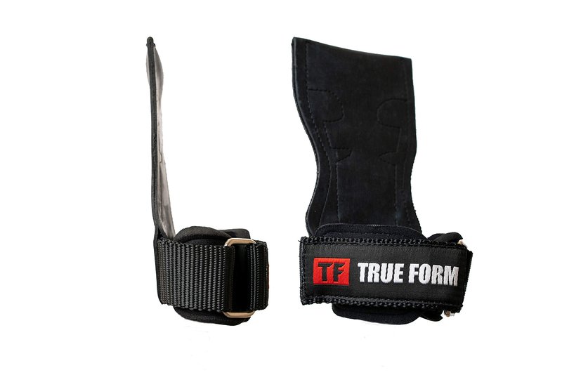 True Form Grips- (Black, Large) Weightlifting Workout Gear Alternative Power Lifting Hook Deadlift Glove Padded Wrist Wrap Support Dumbell Bodybuilding Weight Crossfit Pull Up Slip Kettlebell