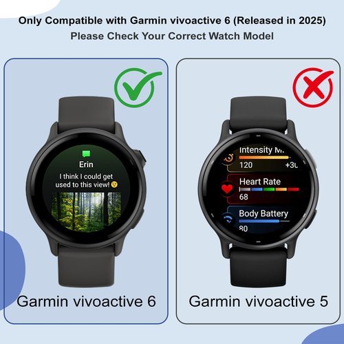 JADTILXY Case Compatible with Garmin vivoactive 6 with Screen Protector, 4-Pack Hard PC Cover HD Tempered Glass Case Anti-scratch Full Protection Shell for Garmin vivoactive 6 (Black+Blue+Green+Clear)