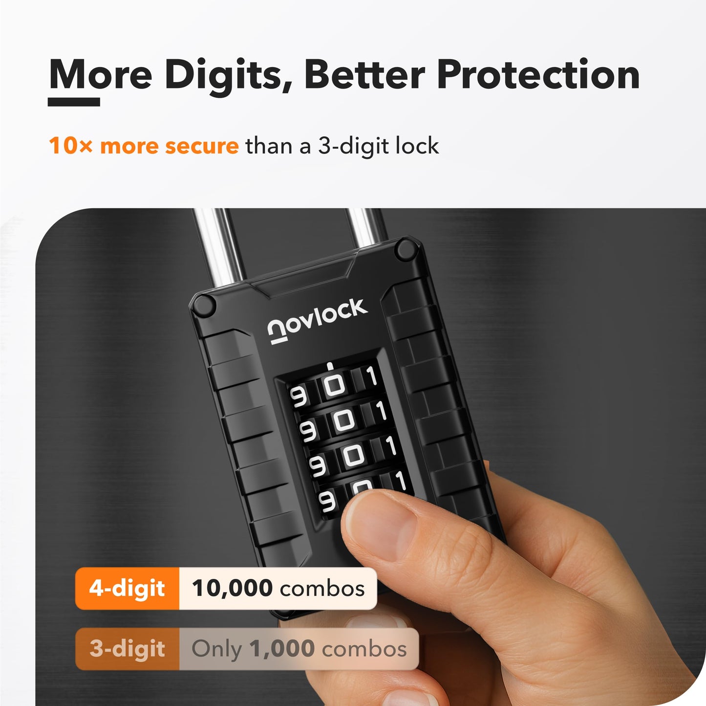 2.76 in Long Shackle Combination Lock | 4-Digit Padlock for Gym Locker, Cabinets, Toolboxes, Gates, Fences, Sheds | 1-Pack, Black