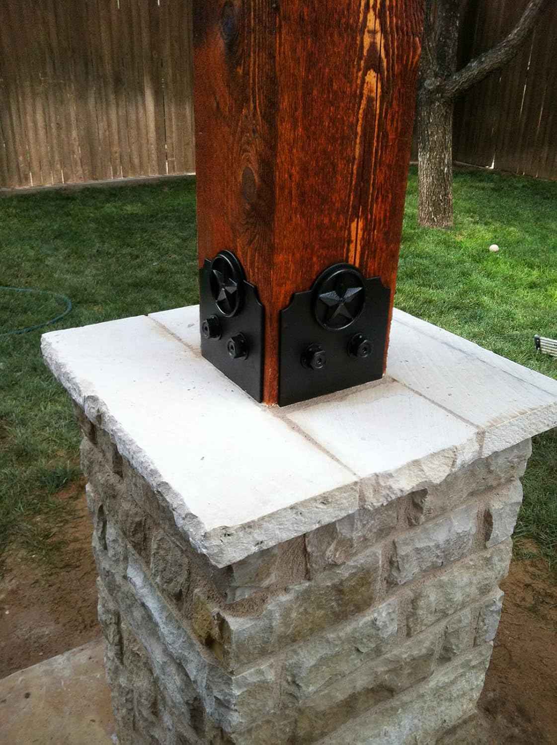 Ozco Laredo Sunset Lite 6x6 Post Base Kit - Galvanized Steel with Decorative Plates & Screws