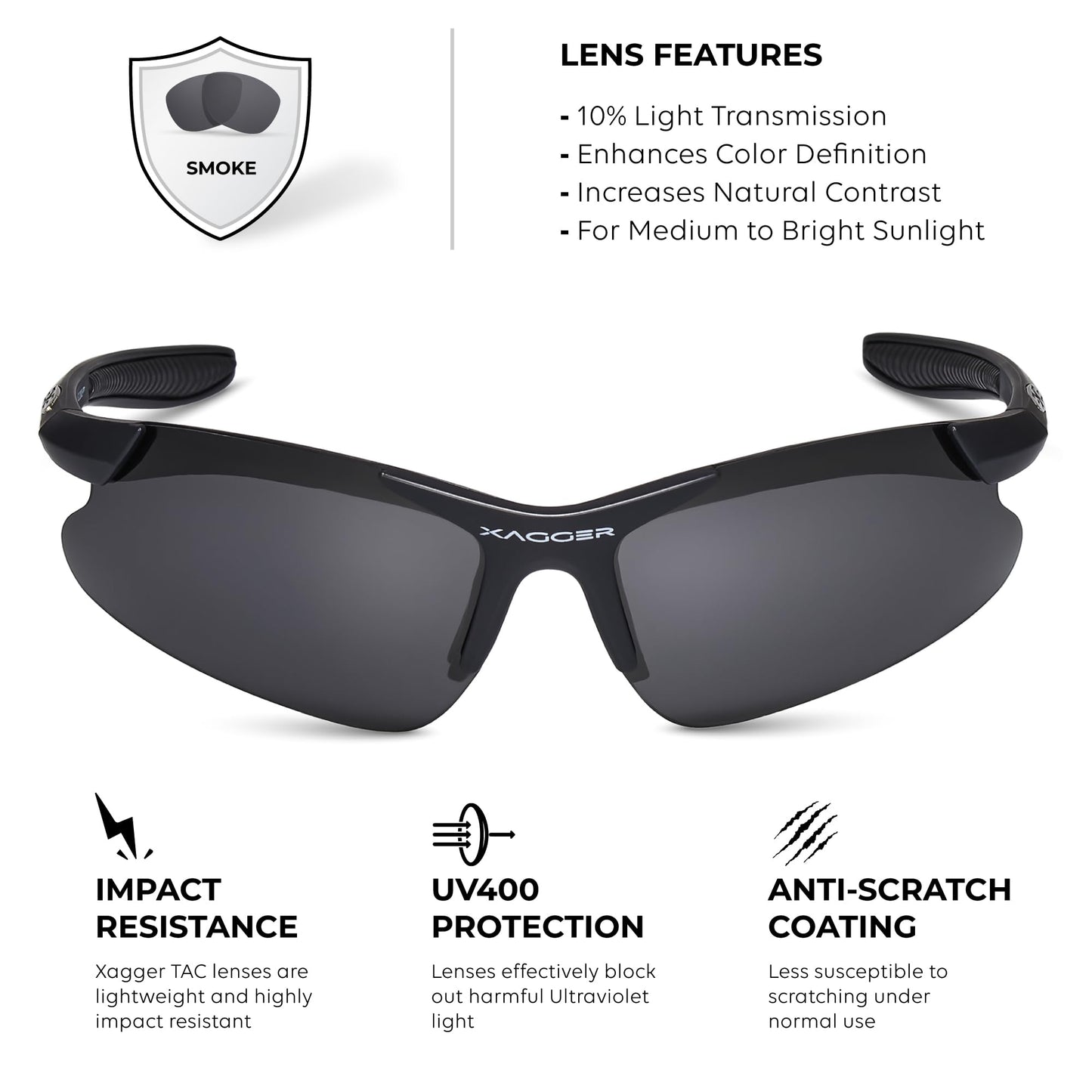 Xagger Kids Youth Polarized Sports Sunglasses for Boys Girls Baseball Softball Glasses TR90 Frame
