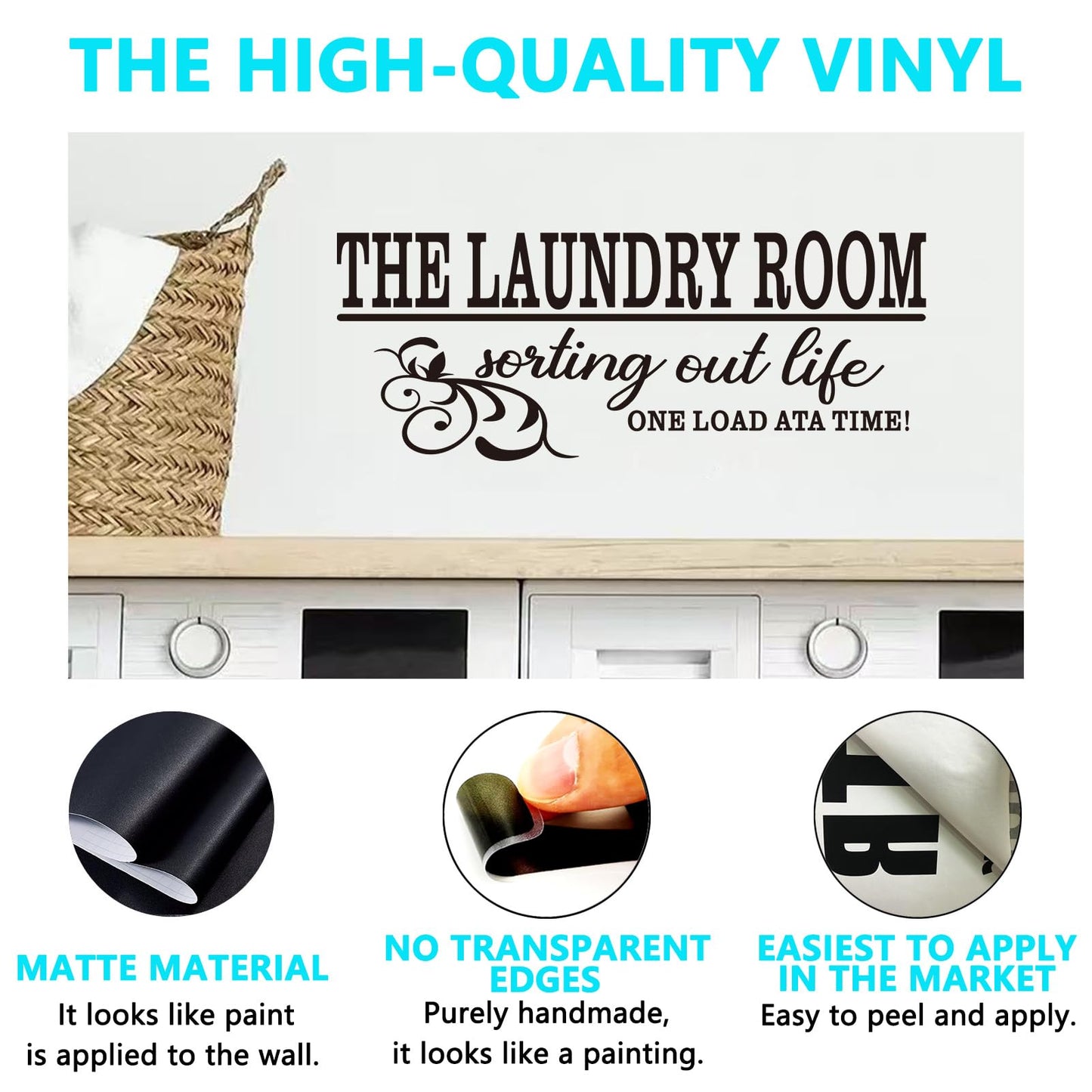 Laundry Room Quotes Wall Stickers: Funny Positive Washer Vinyl Art Wall Decals for Restroom Laundry Family Wall Decor - Laundry Room 23" X 9"