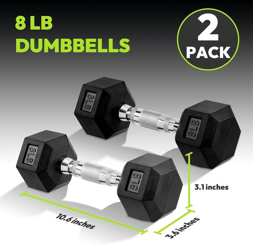 HANDBODE Hex Dumbbell Set - Rubber Encased Weights for Strength Training | 2.5-65 lb Set of 2
