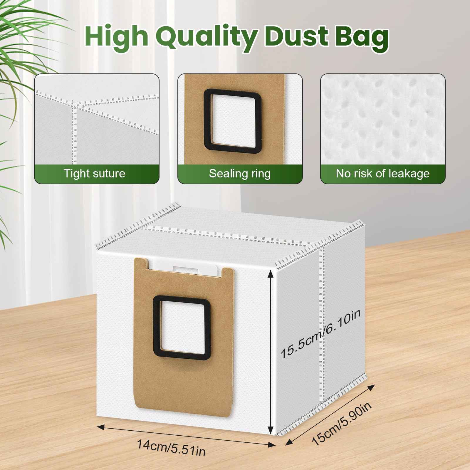 16 Pack Dust Bags for eufy E28 Omni / E25 Omni Robot Vacuum Cleaner, 3L Large Capacity Vacuum Bags, Disposable Replacement Dust Bags