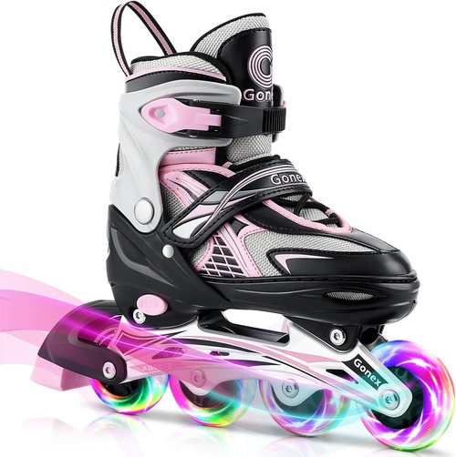Gonex Inline Skates - Adjustable Light-Up Roller Blades for Kids & Teens | Perfect for Indoor & Outdoor Fun