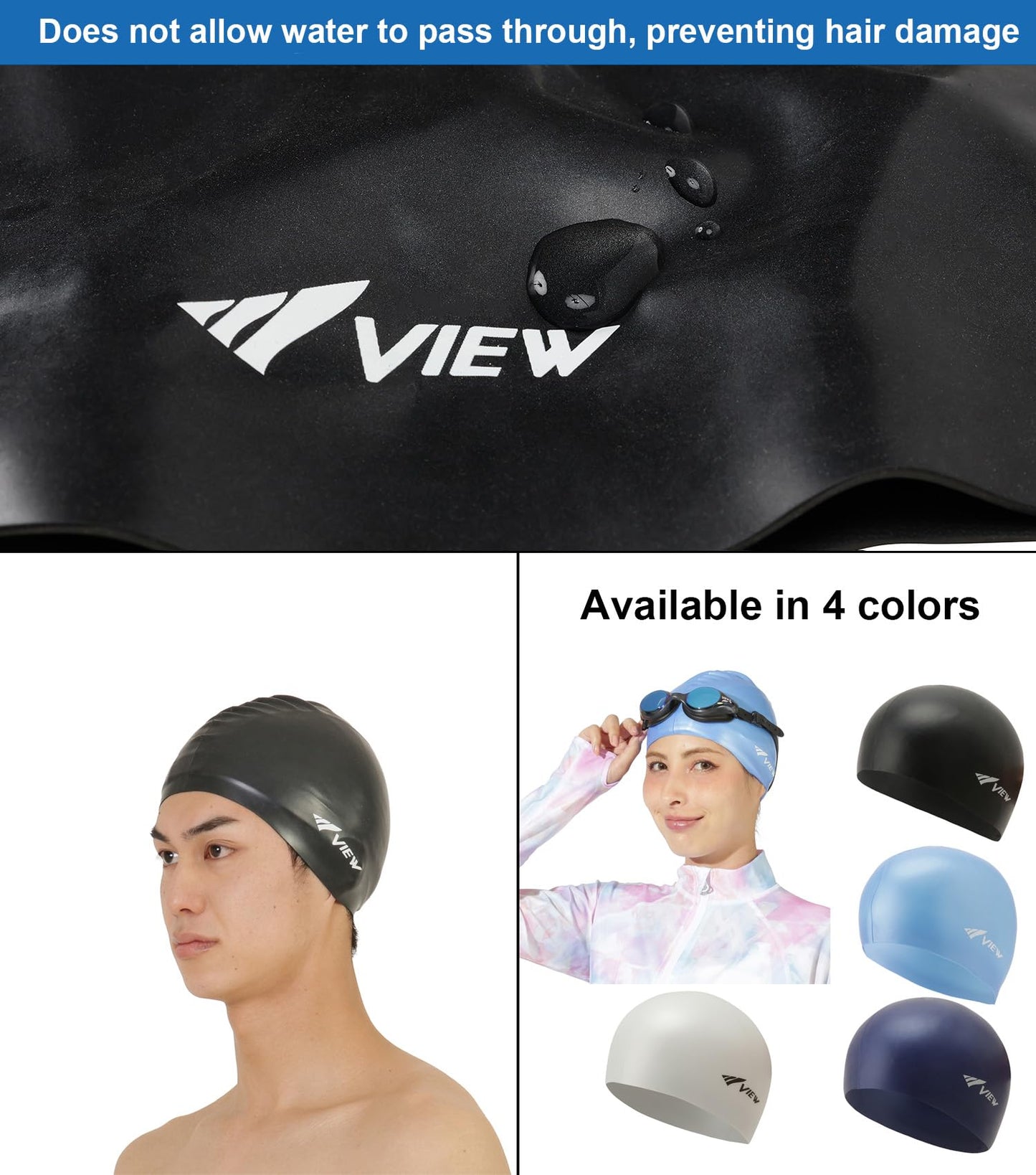 View Swimming Gear V-61A Silicone Swim Cap, White