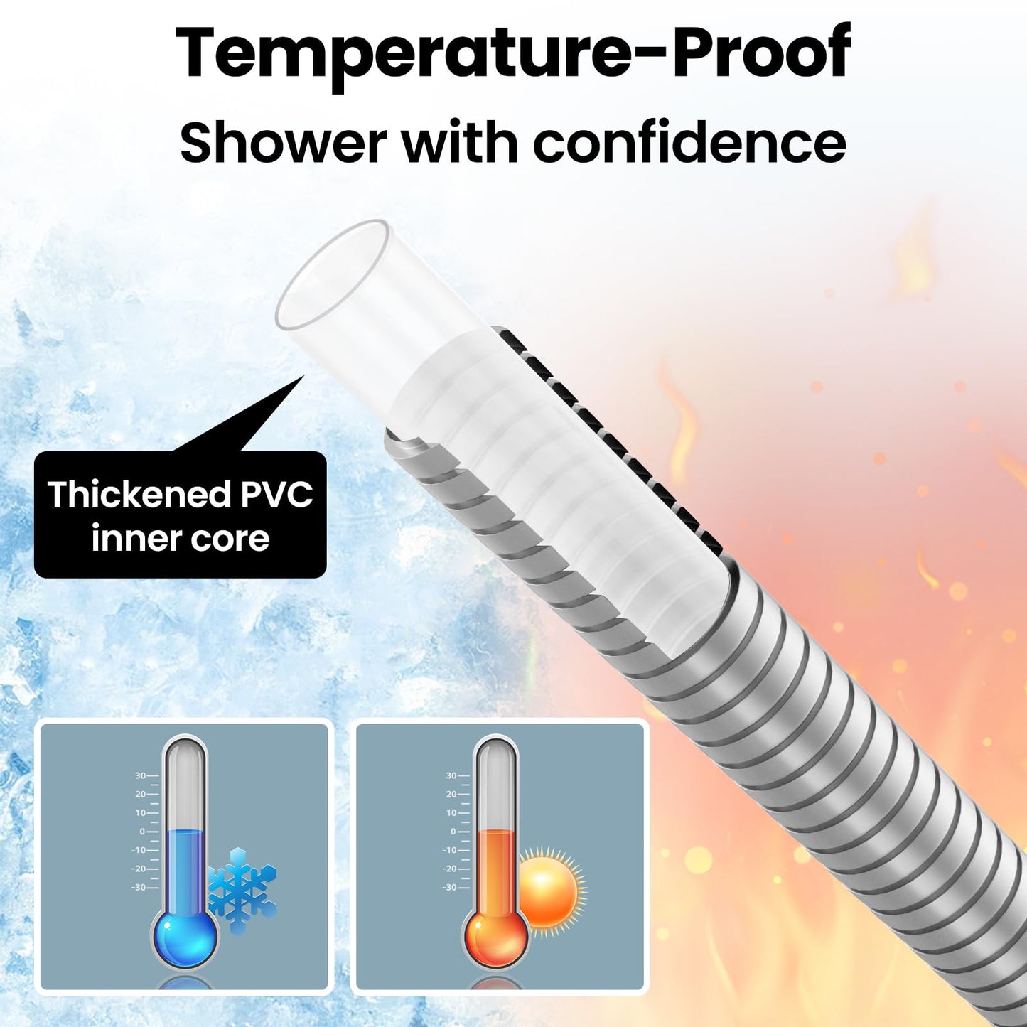 Shower Hose,71 Inches Extra Long Waysse Stainless Steel Handheld Shower Head Long Hose with Brass Insert and Nut Flexible (Silver)