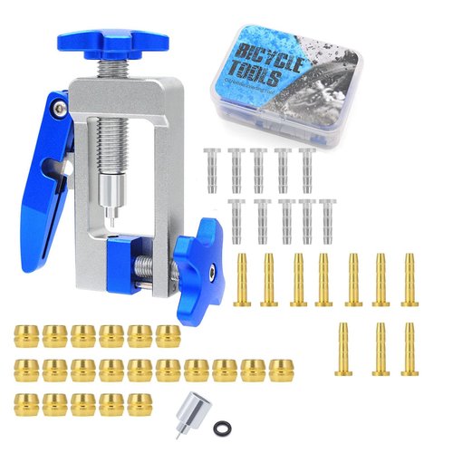 Lyshujli 2 in 1 Bike Hydraulic Brake Hose Line Cutter and Bike Hydraulic Brake Line Fitting Insert Tool with 20 pcs BH59 +BH90 Brass Olives Kit