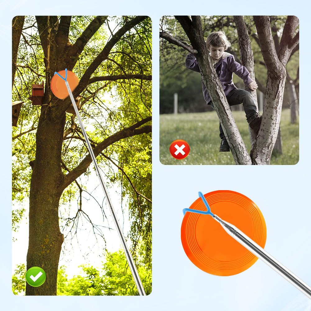 Kazheon Disc Golf Retriever Pole 16ft with Durable Stainless Steel Frame Hooks & Carry Bag, Extendable Golf Accessories Grabber to Retrieve Discs in Water, Trees, Bushes(Color:As Shown)