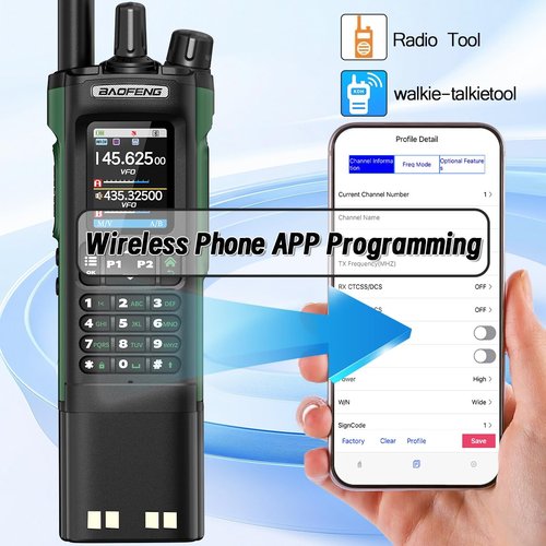 Ham Radio BAOFENG Radio UV32 Handheld 10W Rechargeable Walkie Talkies Long Range UV-32 5RM Two Way Radio NOAA Weather Radio with GPS,APP Programming Copy Frequency 3800mAh Battery USB-C Charging