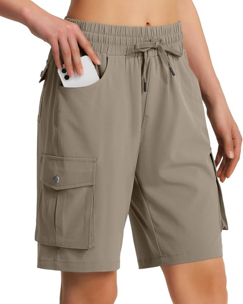 Hugut Women's Hiking Cargo Shorts - Quick Dry, Lightweight Summer Shorts with 6 Pockets | Perfect for Camping & Travel