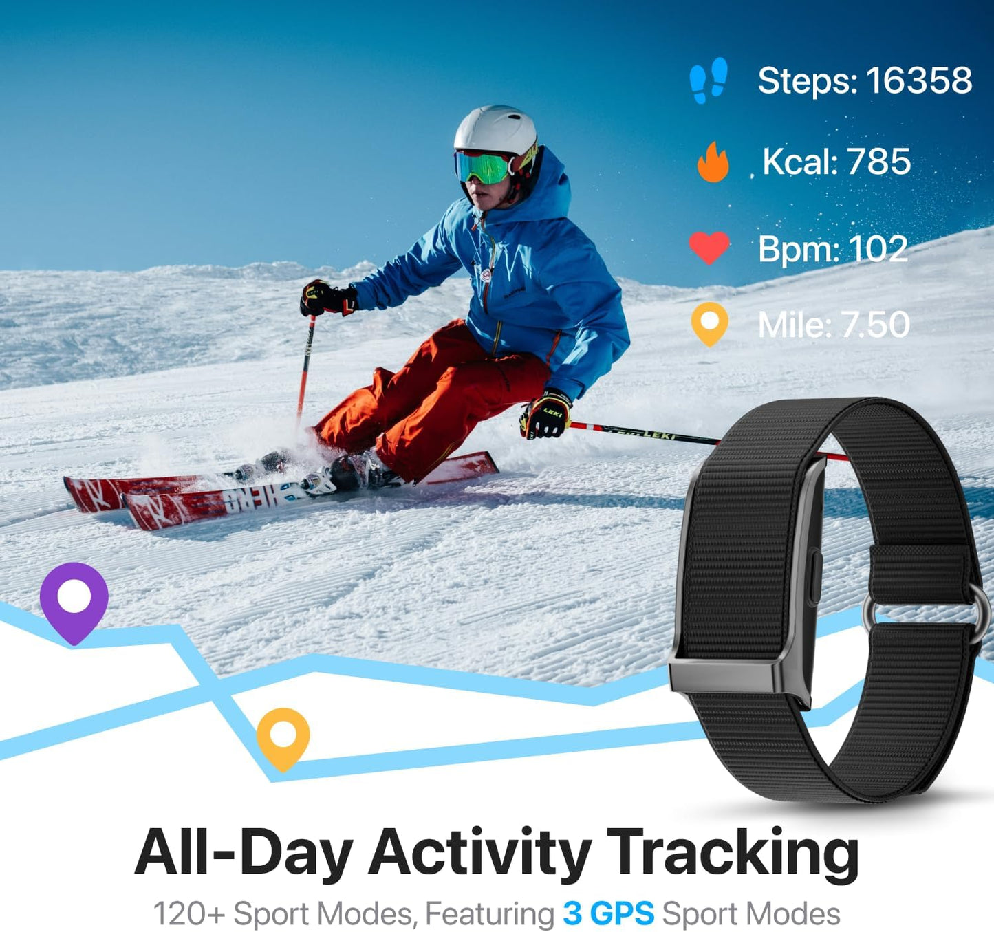 Smart Health Wristband - Wearable Fitness Tracker with 120+ Sports Modes & Heart Rate Monitoring | 2 Pack