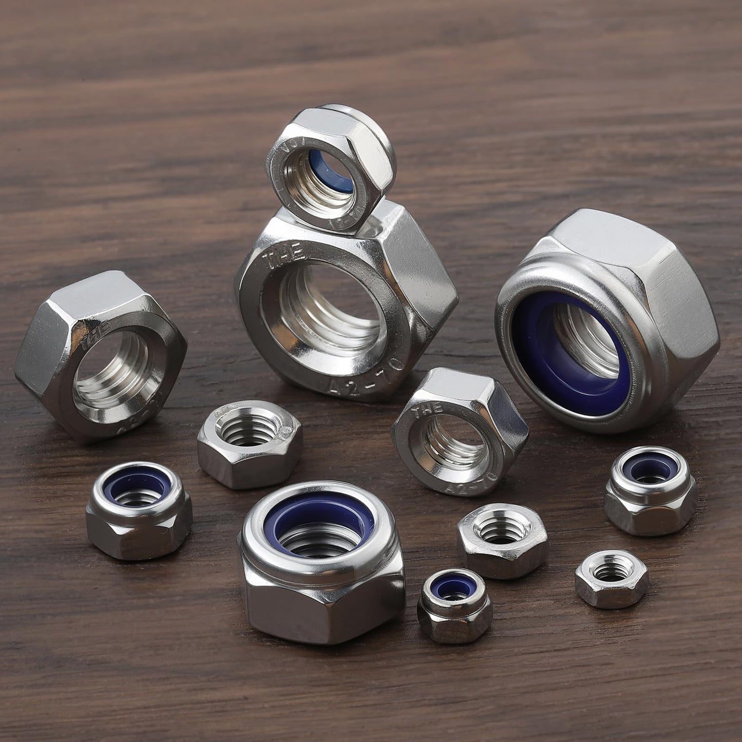 BNUOK 206PCS Metric Locknuts and Hex Nuts Assortment Kit, M3 M4 M5 M6 M8 M10 Nylon Insert Lock Nuts Set, 304 Stainless Steel Hex Nut Nylock Nut