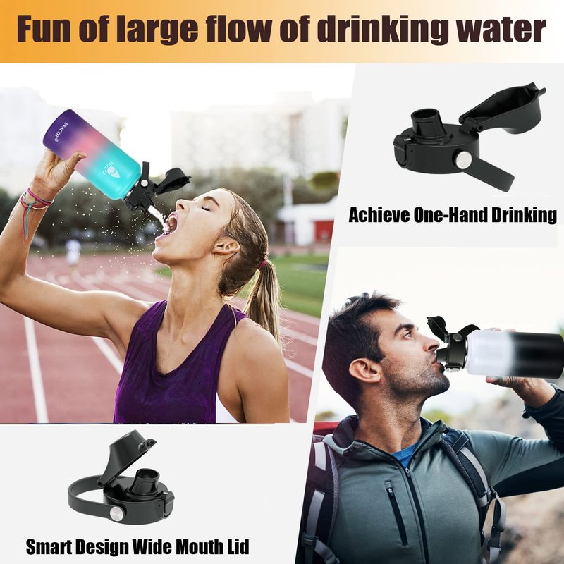SYACOT Auto Spout Lid for Hydro Flask Wide Mouth Water Bottles, Replacement Top Spout Lid for HydroFlask Wide Mouth 12 oz 32 oz 40 oz, Chug Cap with Flexible Handle,Big Nozzle