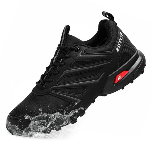 Mens Trail Running Shoes Waterproof Non-Slip Hiking Walking Sneakers for Outdoor Trailing Trekking Camping Quest Black
