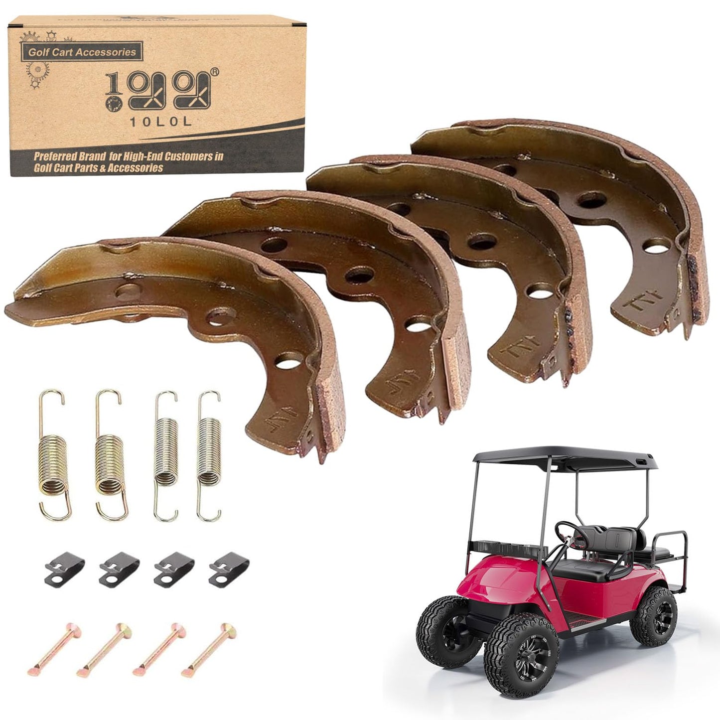10L0L Golf Cart Brake Shoes for Club Car DS 1995-up, Precedent 2004-up, EZGO 1986.5-1995, for Yamaha G1 G2 G8 G9, OEM# 101823201 1011463 23364G1 27249G01