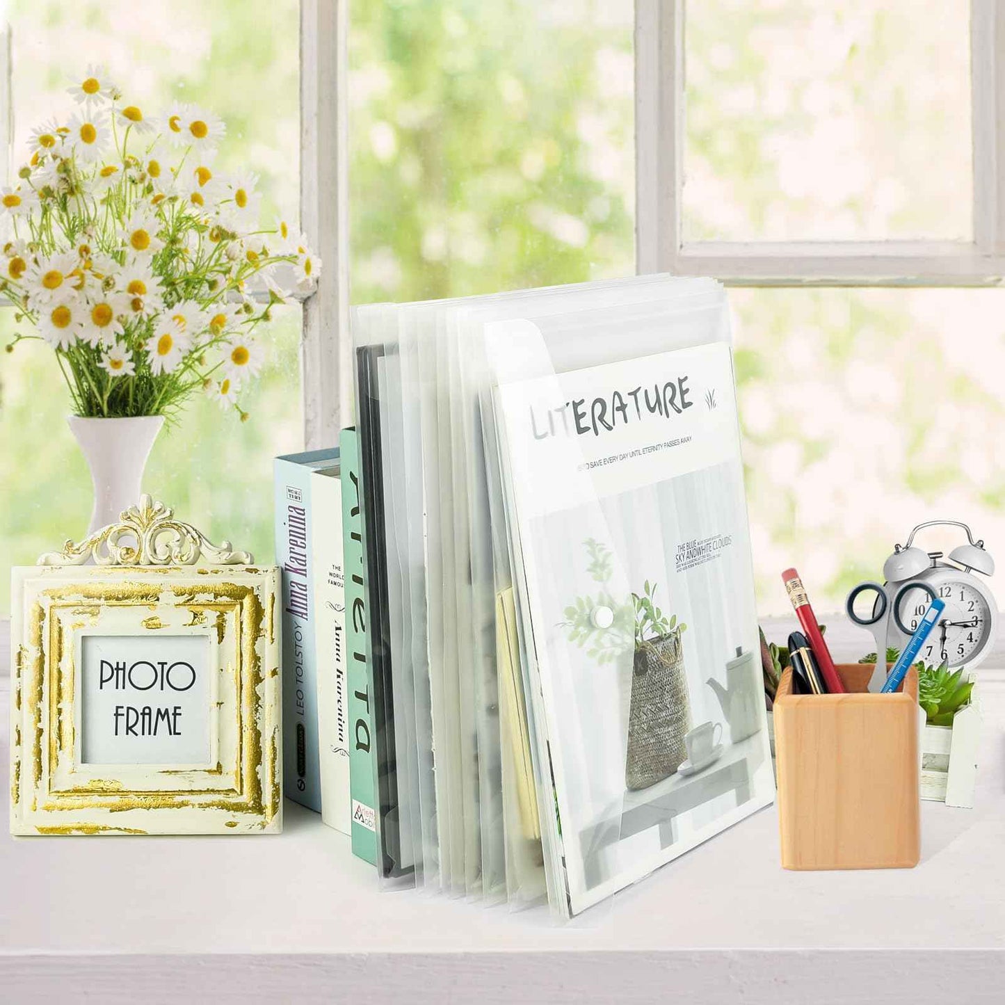 NACHLYNN 108 Pack Plastic Envelopes Poly Envelopes with Snap Closure A4 Size Clear Document File Folders Organizers Clear File for School Office Supplies