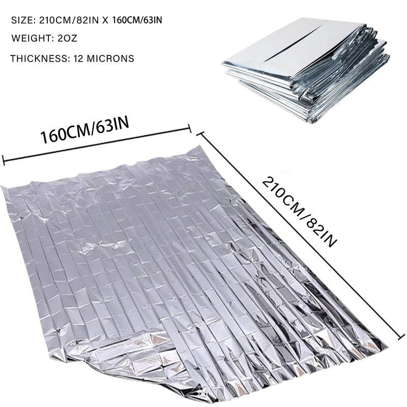 MIXIAO Emergency Foil Thermal Blanket (Pack of 25), 210 x 160 cm (82" x 63") Emergency shelter Survival Reflective Blankets Perfect for Outdoors, Hiking, Survival, Marathons or First Aid