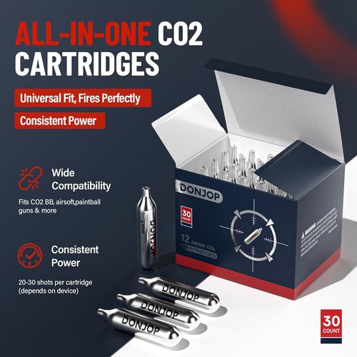 12G CO2 Cartridges - Non-Threaded CO2 for BB Guns, Airsoft Pistols & Paintball Markers | Snug Fit & Solid Seal