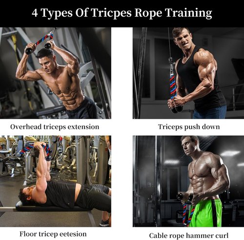Deluxe Tricep Rope - 31.5 Inch Gym Cable Attachment for Easy Grip & Non-Slip LAT Pulldown Workouts
