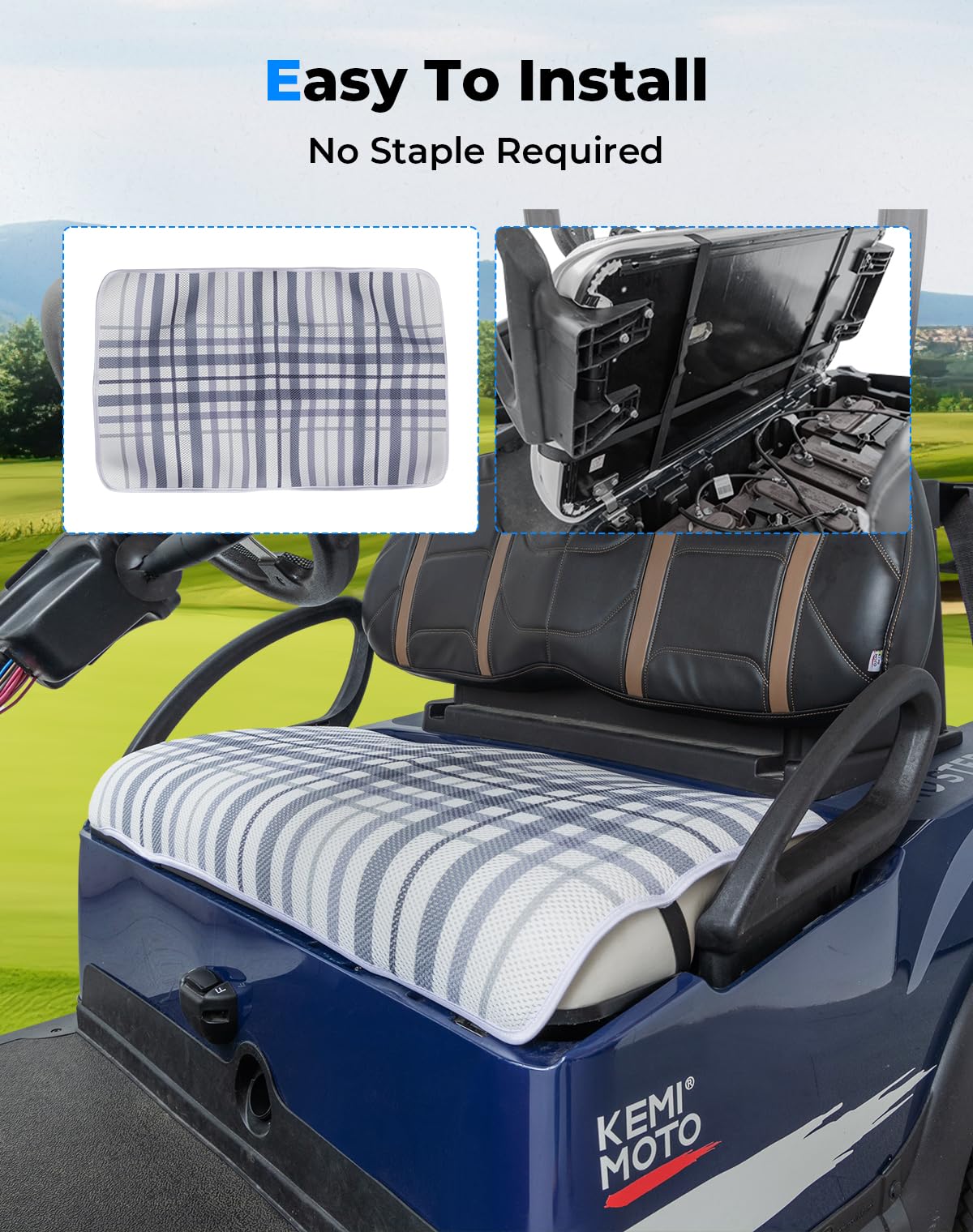 KEMIMOTO Universal Golf Cart Seat Towel Blanket, Comfortable Golf Cart Seat Cover, Cooling Breathable Mesh Fabric, Compatible with EZGO, Club Car and More 2-Seat Golf Carts, Gray