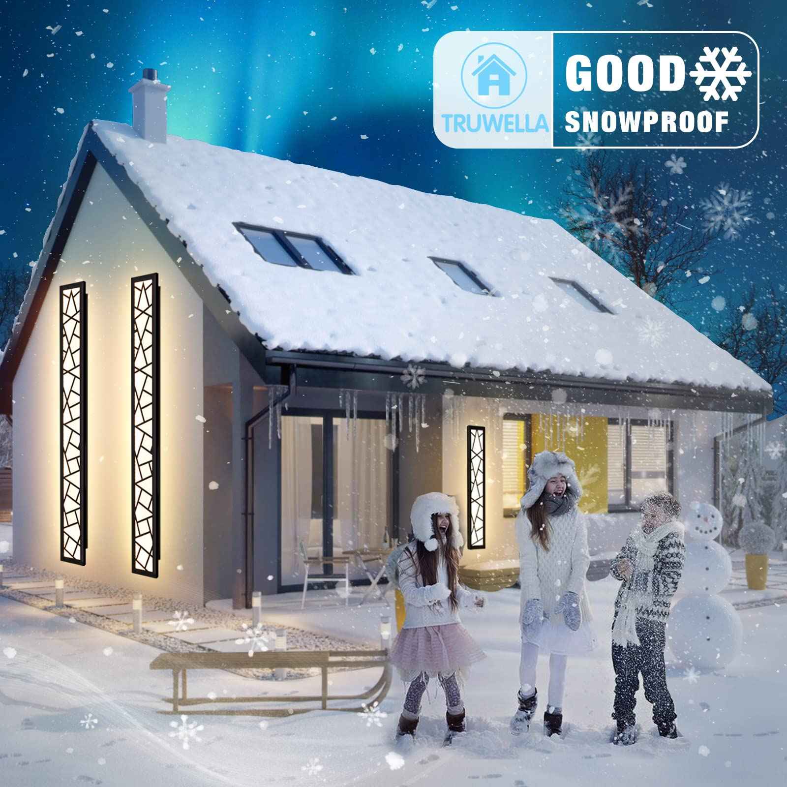 TRUWELLA Outdoor Wall Lights 39.4inch Modern Outdoor Wall Sconce LED Long Wall Sconces Black Front Porch Light Waterproof Led Wall Light IP67 3000K Exterior Lighting fixtures