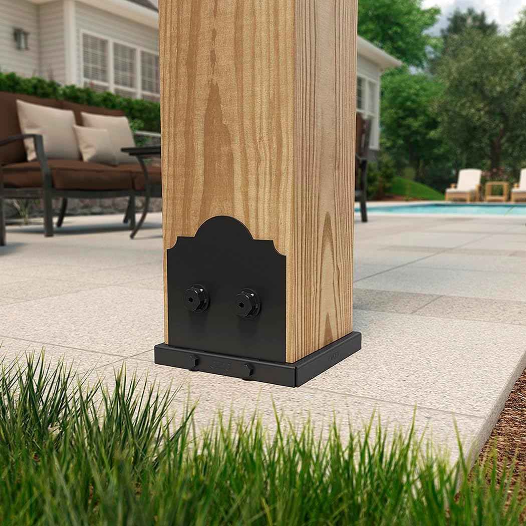 Ozco Laredo Sunset Lite 6x6 Post Base Kit - Galvanized Steel with Decorative Plates & Screws