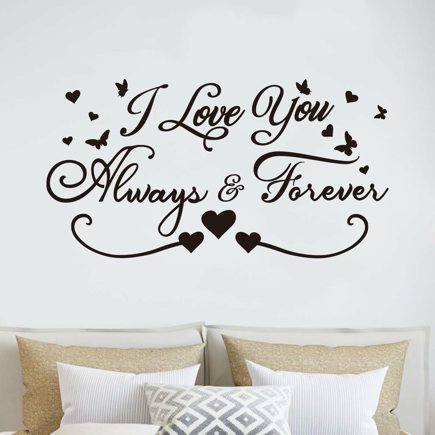 AnFigure Love Quotes Wall Stickers: Inspirational Vinyl Art Couples Wall Decals for Home Bedroom Bathroom Living Room - I Love You Always & Forever 21"X11"