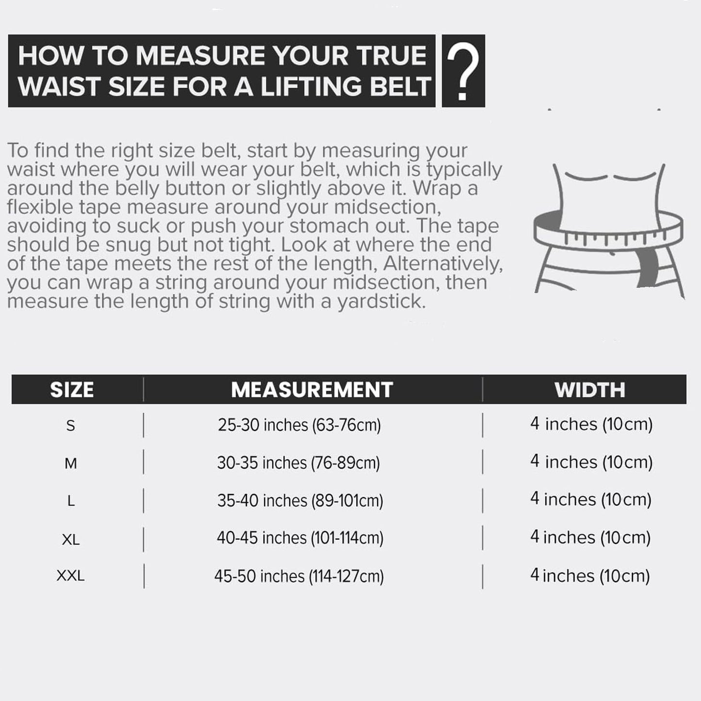 PowerLifting Belt - 10mm Double Prong - 4-inch Wide - Heavy Duty for Extreme Weight Lifting Belt (All Black, Large)