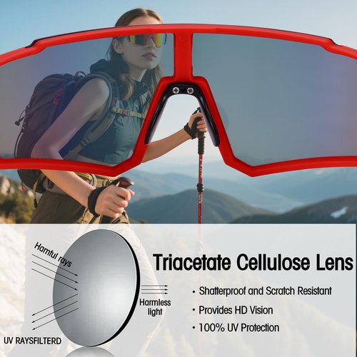 COASION Youth Baseball Sunglasses - Kids Sports Sun Glasses for Boys Girls - Lightweight Frame Cycling Shades(Red/Orange Mirror)