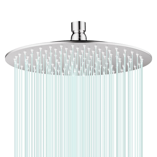AULEEND All Metal Rain Shower Head - Heavy Duty Stainless Steel, Easy Install, High Water Flow, Ultra-Thin Modern Design for Bathroom (Chrome, 10)