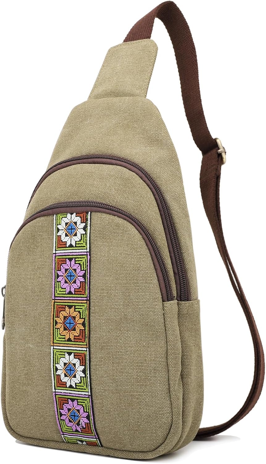 SILKAREA Canvas Sling Bag - Versatile Crossbody Purse for Travel & Hiking | Small Daypack Design