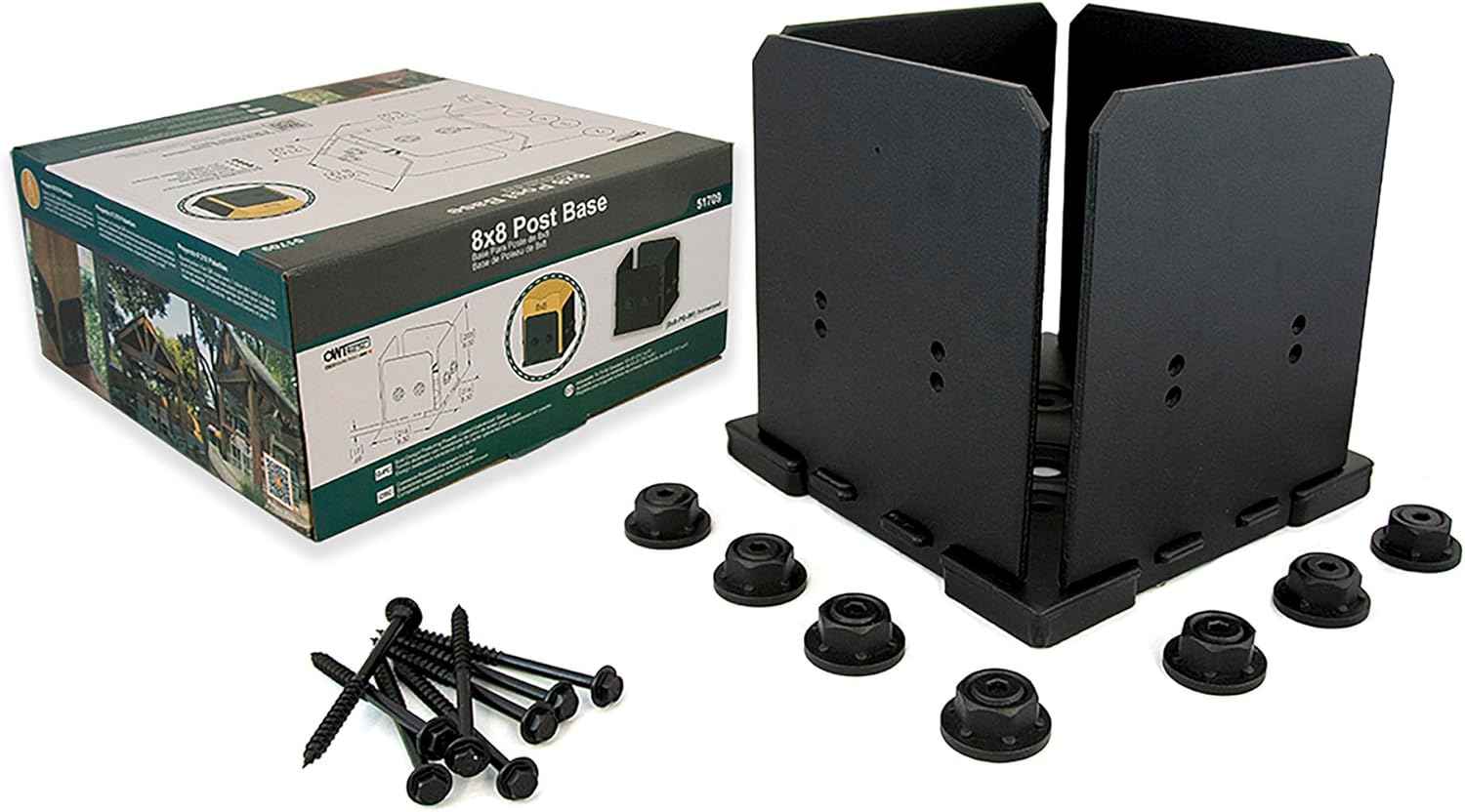 Ozco Laredo Sunset Lite 6x6 Post Base Kit - Galvanized Steel with Decorative Plates & Screws