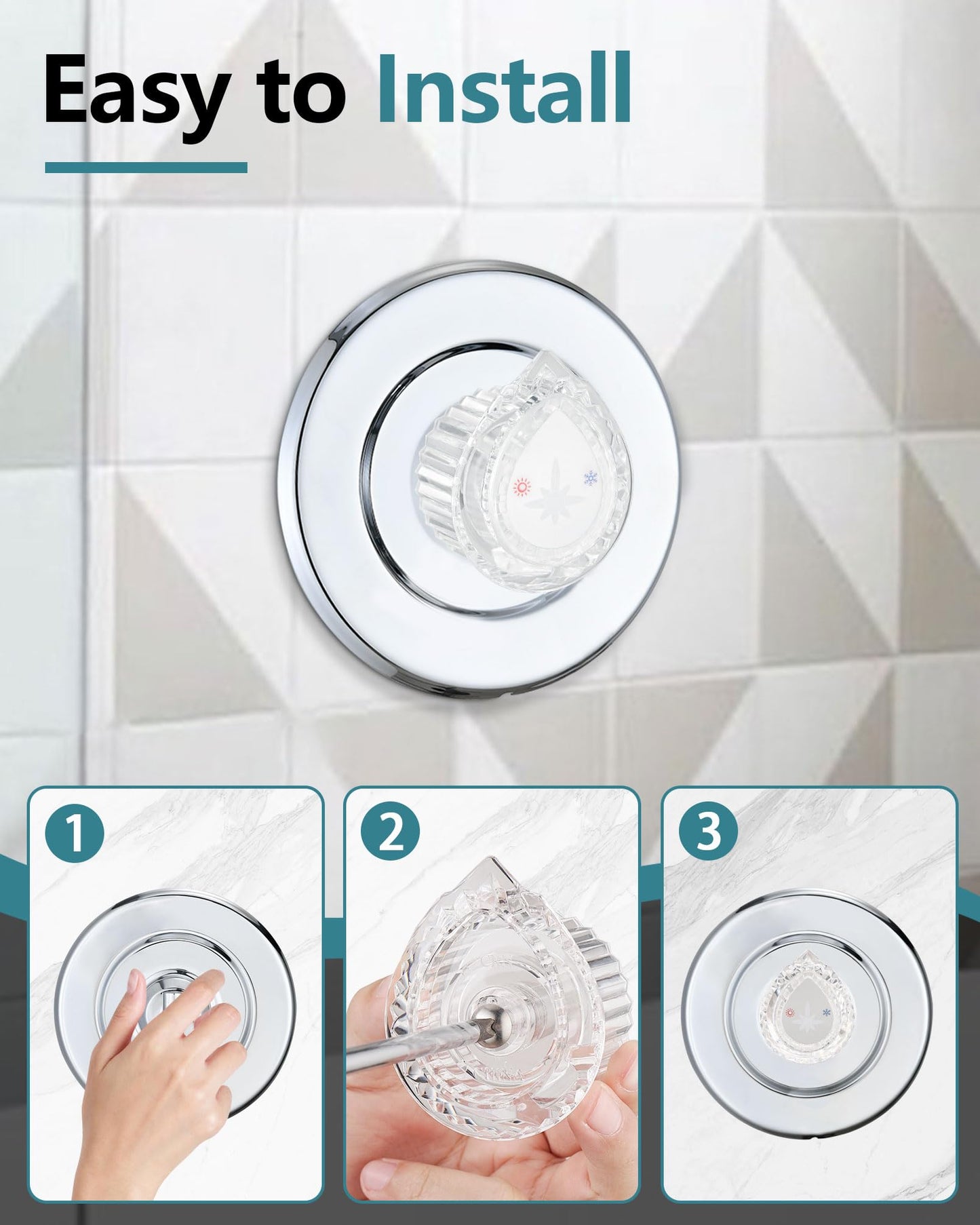 Replacement for Moen Fit Posi-Temp (100710) One-Handle Tub& Shower Knob Handle Kit, Chrome