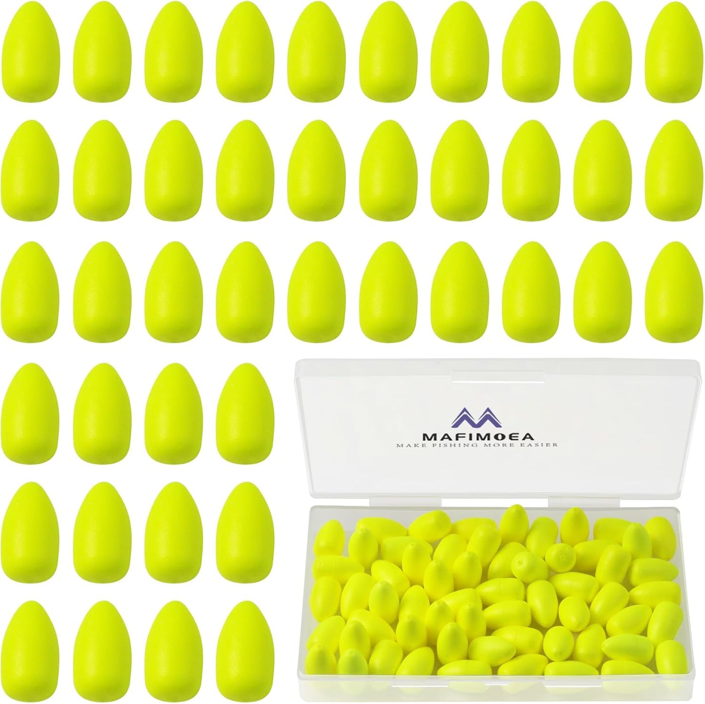 Skiennix Bullet Fishing Foam Floats - 60 PCS Snell Float Surf Rigs | Ideal for Trout, Catfish, Walleye (Yellow)