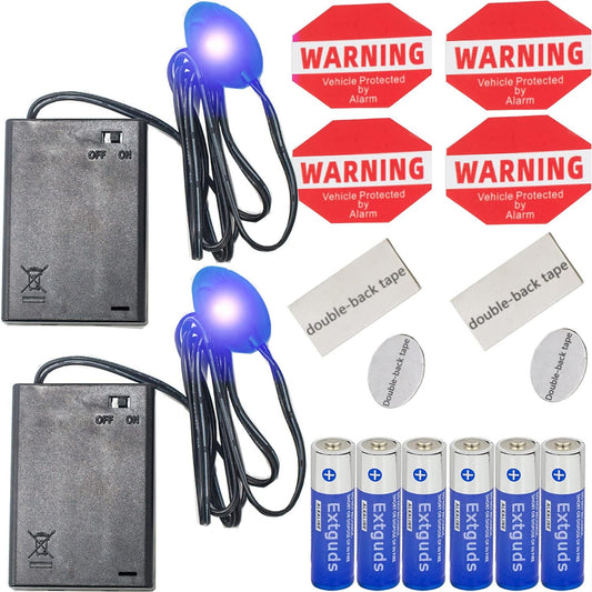 Fake Car Alarm, Dummy Car Alarm,(Batteries Included) Red LED Light Simulate Imitation Security System, Warning Anti-Theft Flash Blinking Lamp,Blue Light (Blue Light-1 Pack)