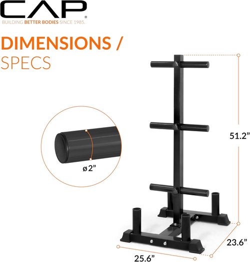 CAP Barbell Olympic Bumper Plate Rack - Durable Storage Solution for Home Gym | Space-Saving Design