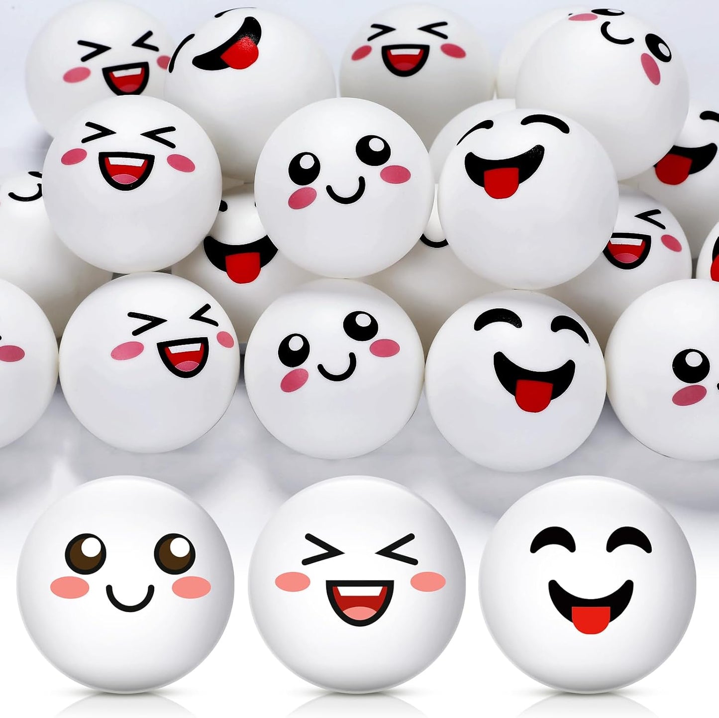 ShinyRelief 24 PCS Table Tennis Balls - Cute Emotion Faces | Fun Gift for Golfers & Players