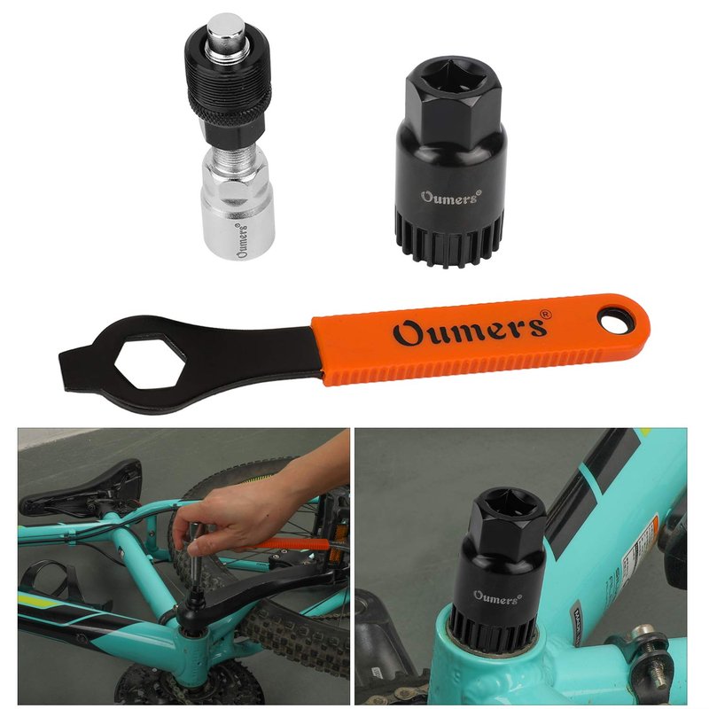 Oumers 4 PCS Professional Bicycle Pedal and Crank Arm Removal Tool, Bike Pedal Wrench+Bike Crank Extractor + Bike Bottom Bracket Remover + 16mm Spanner Wrench