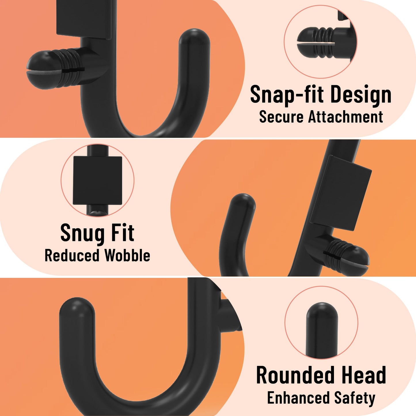 HUHOLE Pegboard Plastic Hooks, Designed for 1/4" Metal Pegboard Panel, Black, 100PC